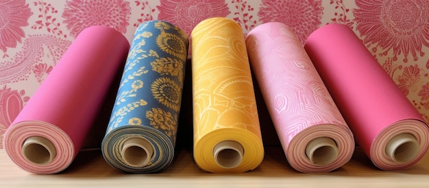 Assortment of Colorful Wallpaper Rolls