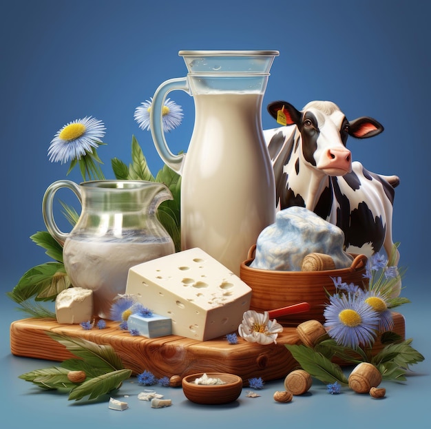 Assortment of dairy products concept