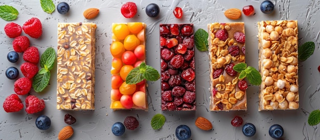 Photo assortment of delicious and healthy granola bars