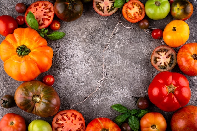 Assortment of different colorful tomatoes