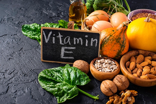 Assortment food sources of vitamin E