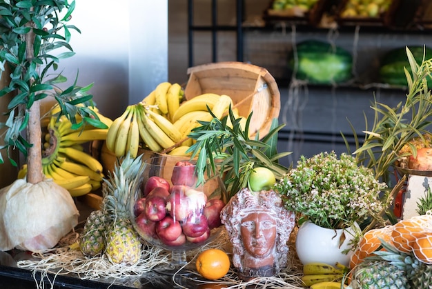 assortment of fresh fruits on the counter