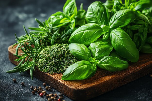 Assortment of Fresh Italian Herbs Basil Oregano Rosemary