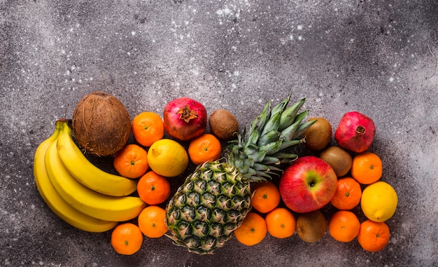 Assortment of fresh tropical fruits