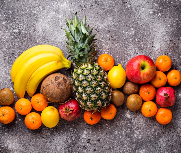 Assortment of fresh tropical fruits