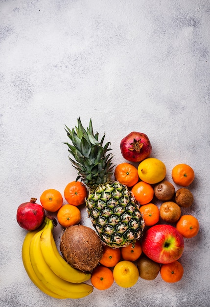 Assortment of fresh tropical fruits