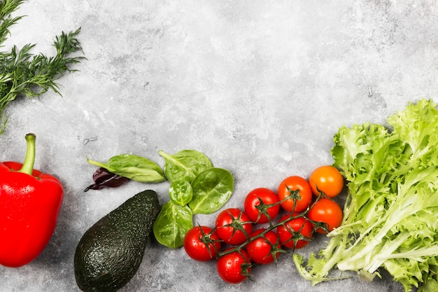 Assortment of fresh vegetables on a light background