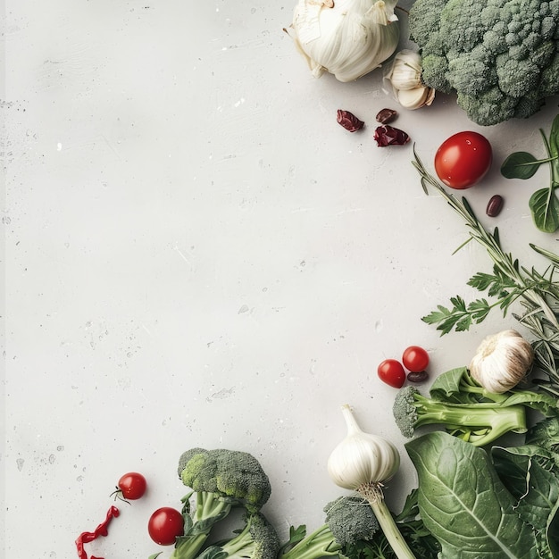 Assortment of fresh vegetables on a white background