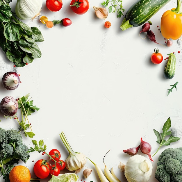 Assortment of fresh vegetables on a white background