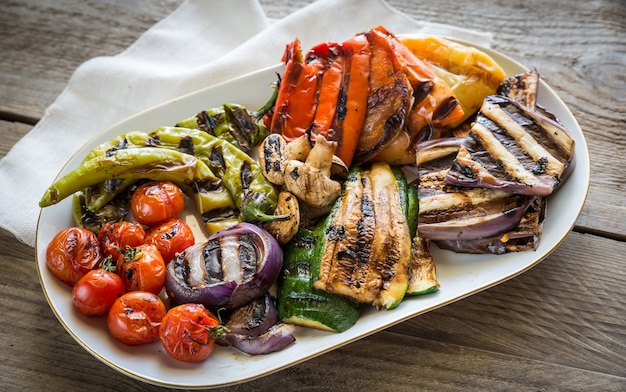 Assortment of Grilled vegetables on plate