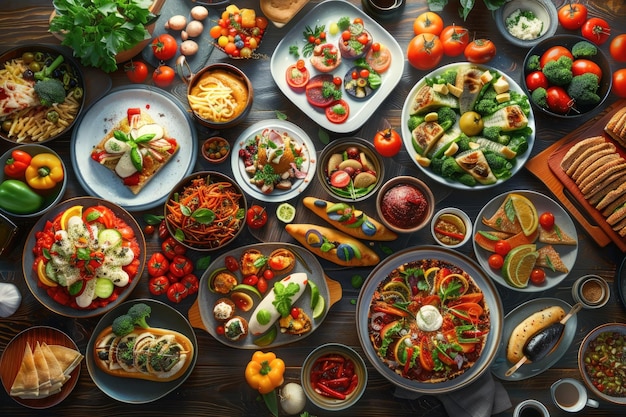 Photo assortment of healthy food dishes for a wholesome meal