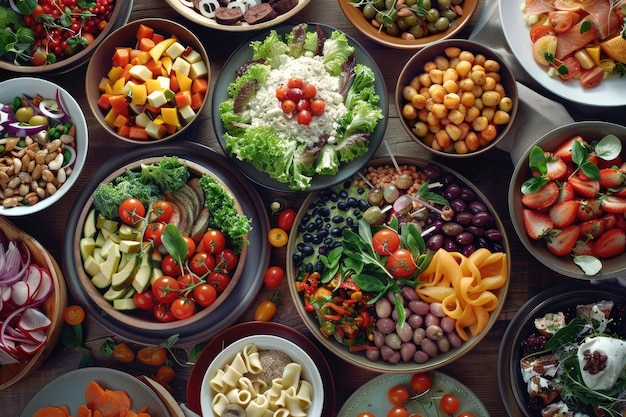 Assortment of Healthy Food Dishes for a Wholesome Meal