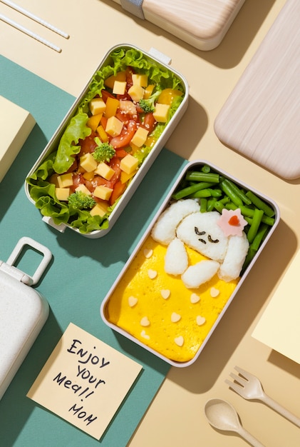 Assortment of healthy japanese bento box