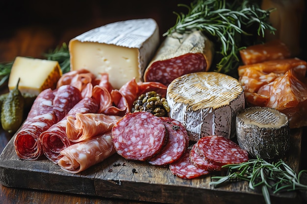 Assortment of Italian Regional Cheeses and Meats Displayed