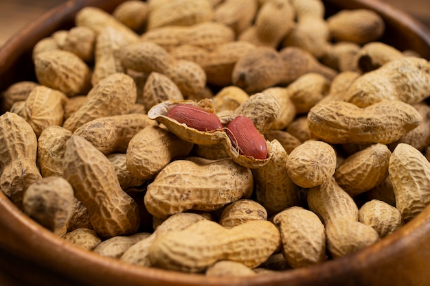 Assortment of peanuts with shells