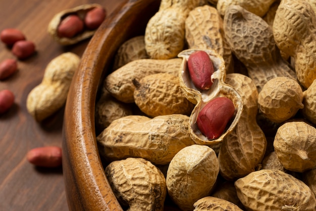 Assortment of peanuts with shells