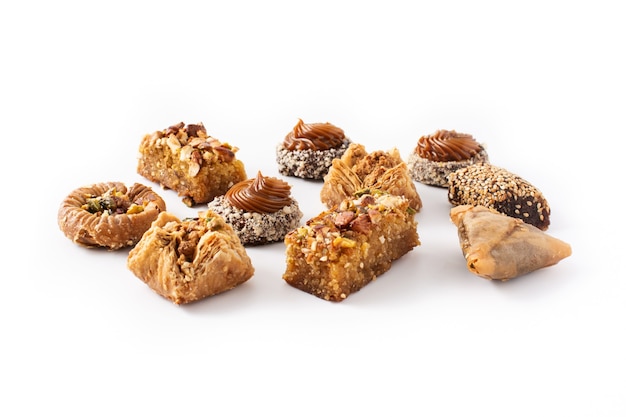 Assortment of Ramadan dessert baklava  isolated