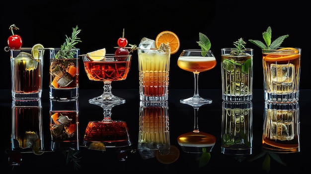 Assortment of Refreshing Cocktails