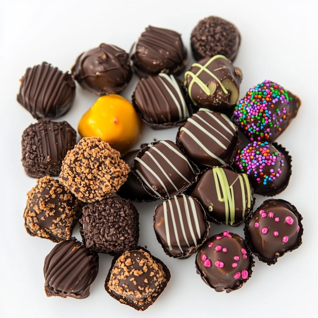 An assortment of sourcoated chocolate bites with a unique flavor twist