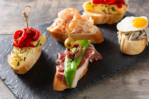 Assortment of Spanish pintxos