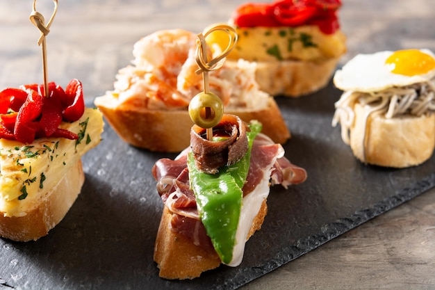 Assortment of Spanish pintxos