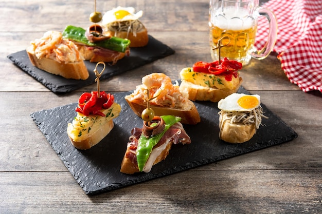 Assortment of Spanish pintxos