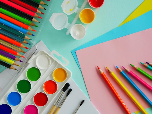 An assortment of stationery and goods for creativity for the school year