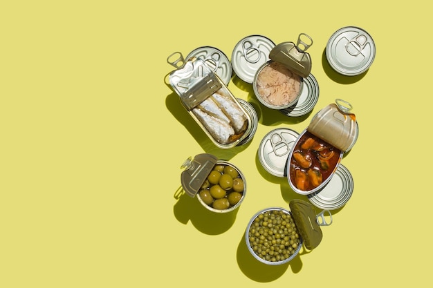 Assortment of Tinned fish canned food