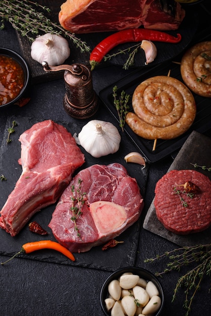 Assortment of various types of meat