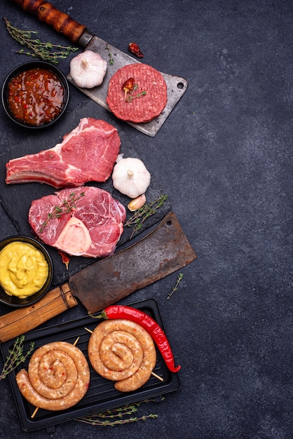 Assortment of various types of meat