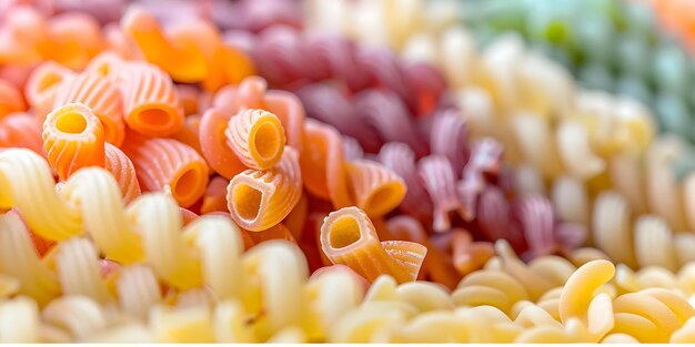 Photo assortment of vibrant durum wheat pasta in various sizes concept pasta shapes durum wheat colorful variety gourmet cooking culinary creations