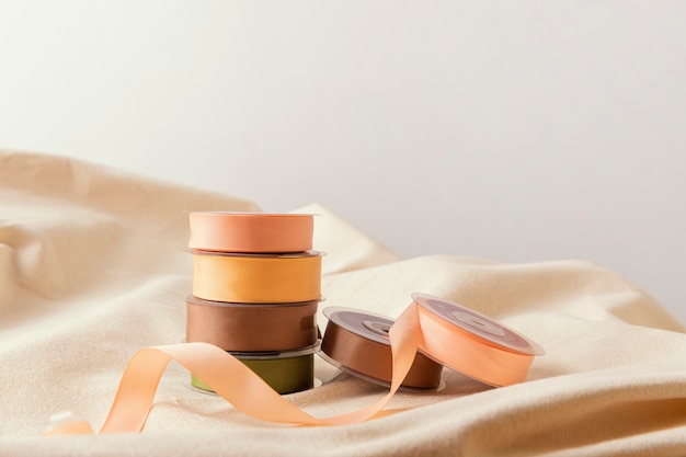 Assortment with ribbons and fabric