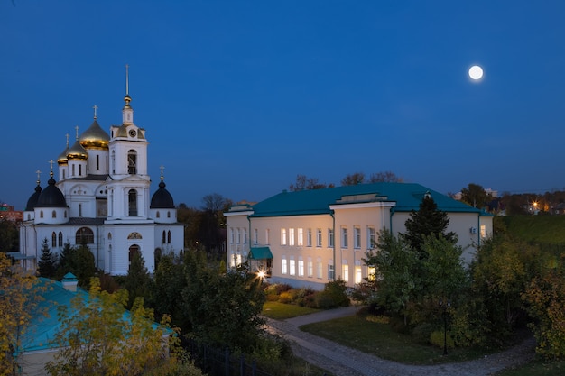 Assumption Cathedral in Dmitrov Kremlin at night