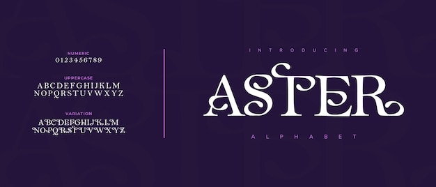 Photo aster premium luxury elegant alphabet letters and numbers elegant wedding typography classic serif