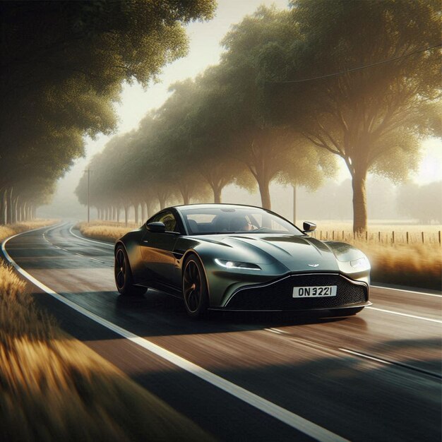 Aston Martin Vantage driving through