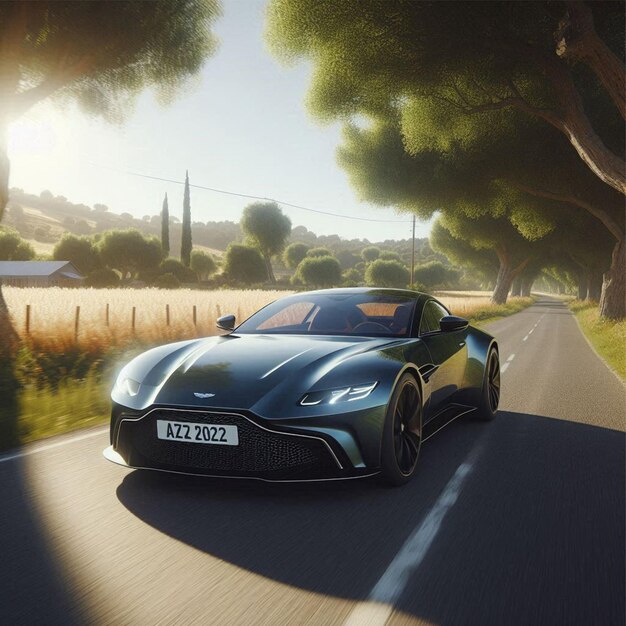 Aston Martin Vantage driving through