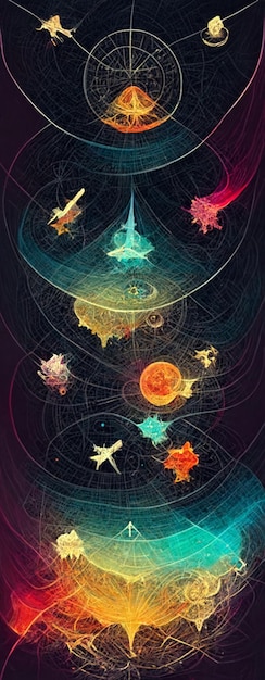 Astral Planes in 7 Levels Map Illustration