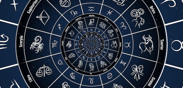 Astrological background with zodiac signs and symbol