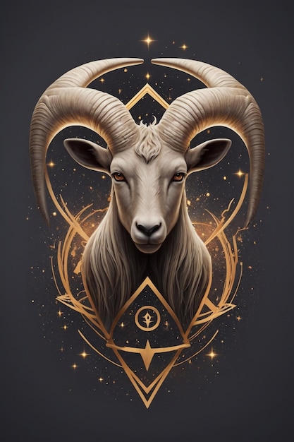 astrology Capricorn zodiac sign Realistic 3D illustration ram or mouflon head Zodiac characteristi