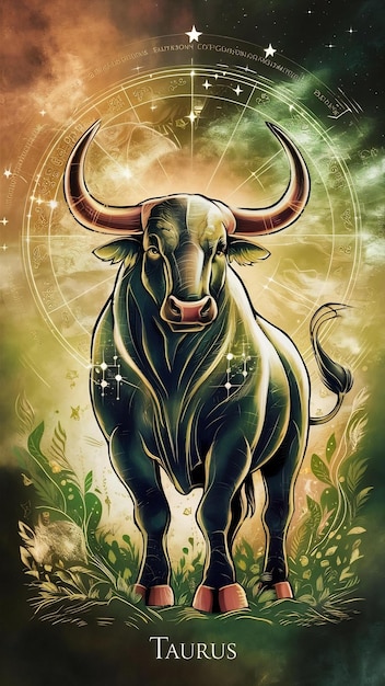 Astrology concept with taurus drawing