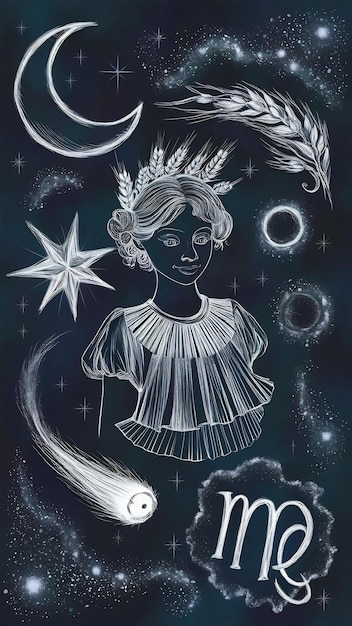 Photo astrology concept with virgo drawing