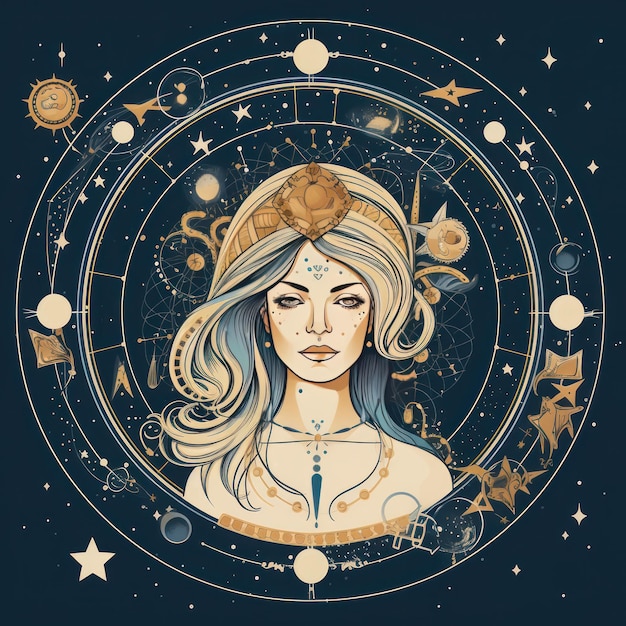 Astrology spiritual woman illustration