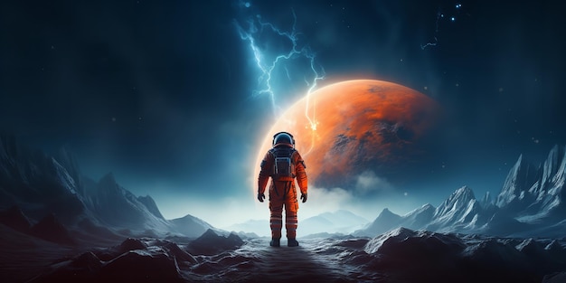 Astronaut on alien planet Generative Ai