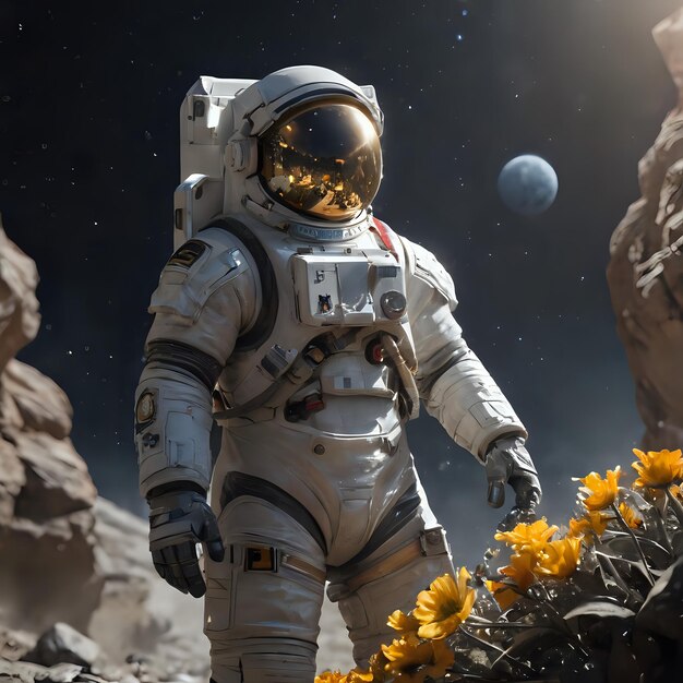 an astronaut in an astronaut suit is walking on a desert