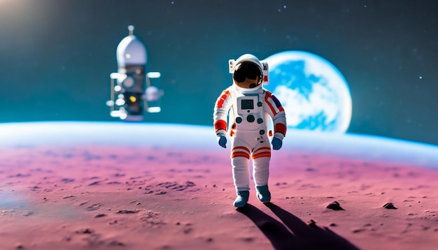 Astronaut on the background of the planet 3d rendering