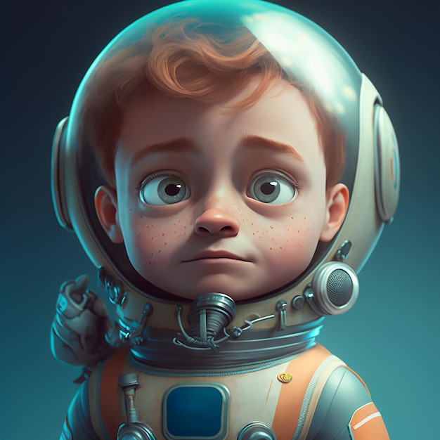 Astronaut Boy 3d Illustration Pixar Style