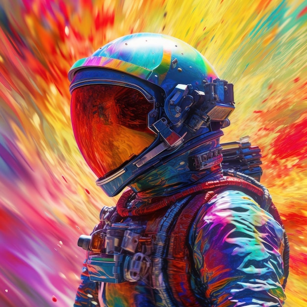 Astronaut on colorful background Illustration AI GenerativexA