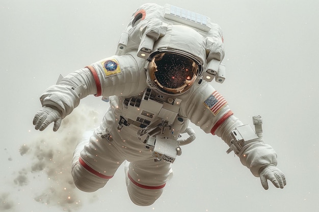 Astronaut dressed in a spacesuit wearing a helmet holding an interstellar navigation device with a clay style white background Generative AI