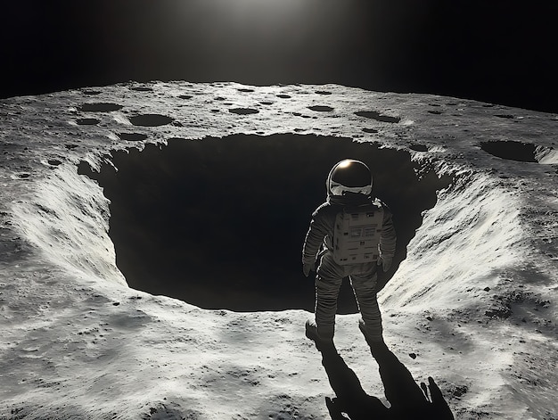 Photo astronaut exploration on the moon