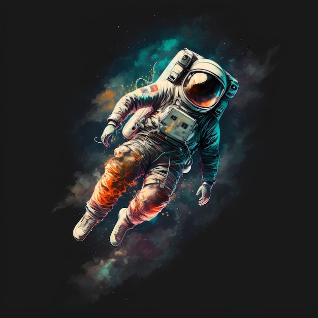 astronaut explores outer dark space